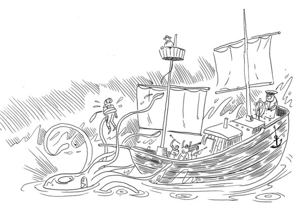 Раскраска пираты Карибского моря Кракен