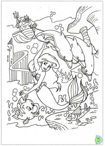 Ариэль и Тритон раскраска