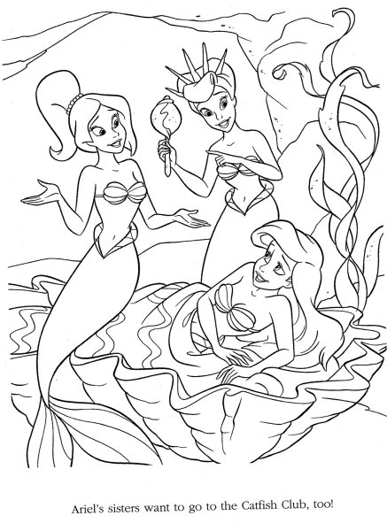 Раскраска Русалочка не Ариэль с сестрами