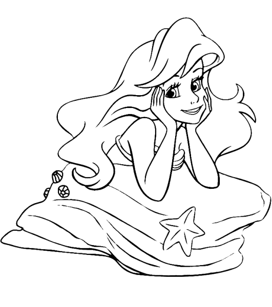 Разукрашка Русалочка Ариэль