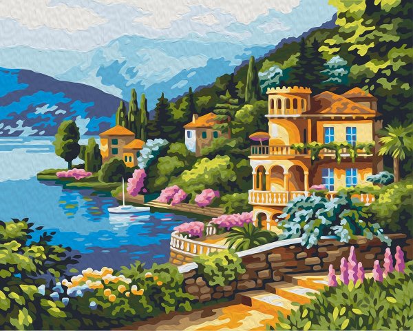 Озеро Комо алмазная вышивка