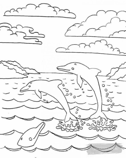 В море. Раскраска