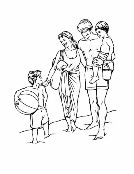 Семейный отдых раскраска для детей