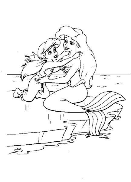 Раскраска Русалочка Ариэль и Мелоди