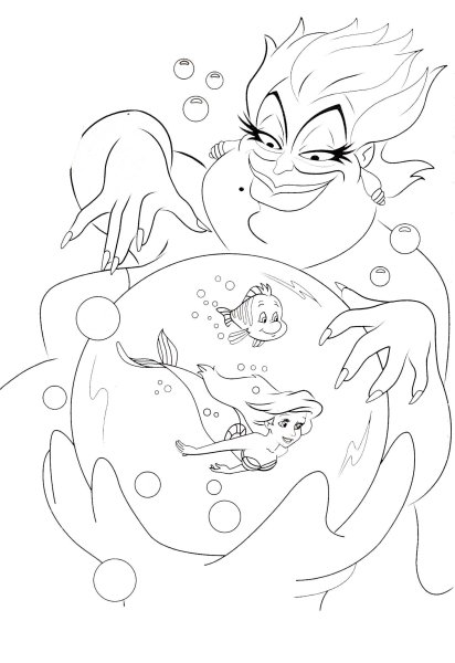 Раскраска Русалочка Урсула