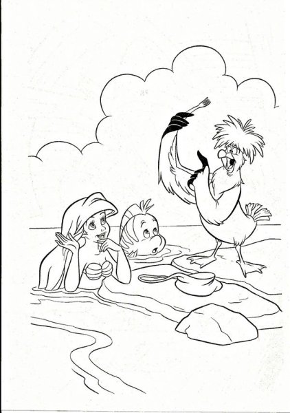 Чайка из Русалочки раскраска