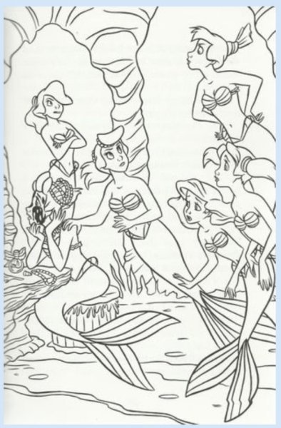 Раскраска Ариэль и ее сестры