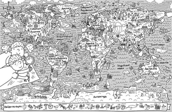 Карта мира раскраска