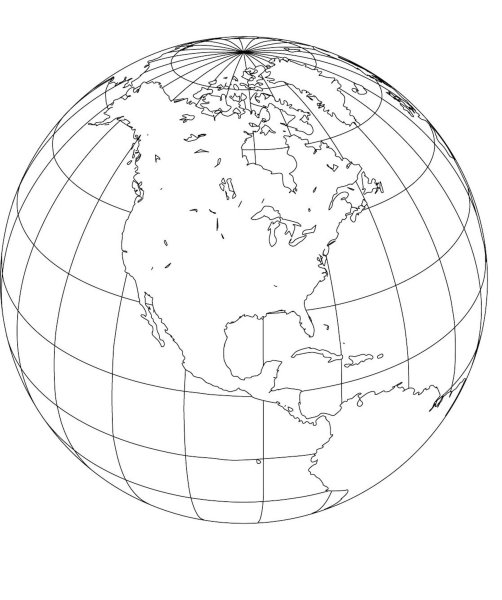Глобус контурный рисунок