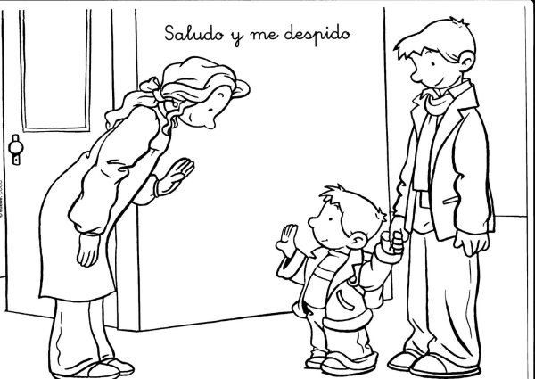 Раскраска дети здороваются