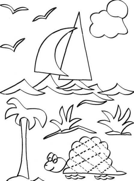 Трафарет море для рисования