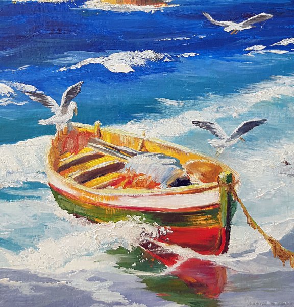 Живопись море лодки