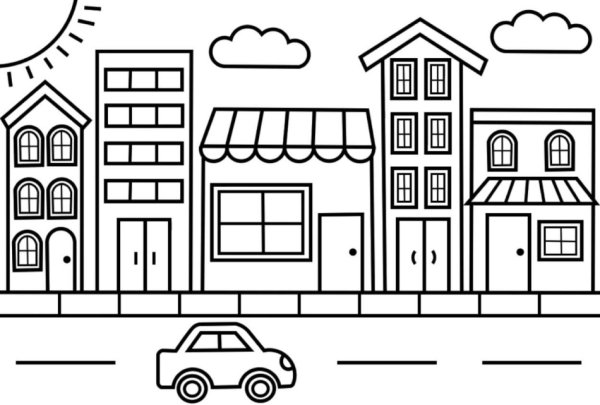 Раскраска город для детей