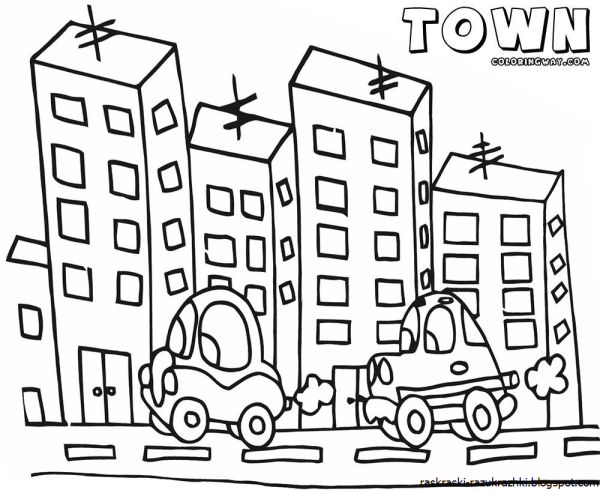 Раскраска город для детей