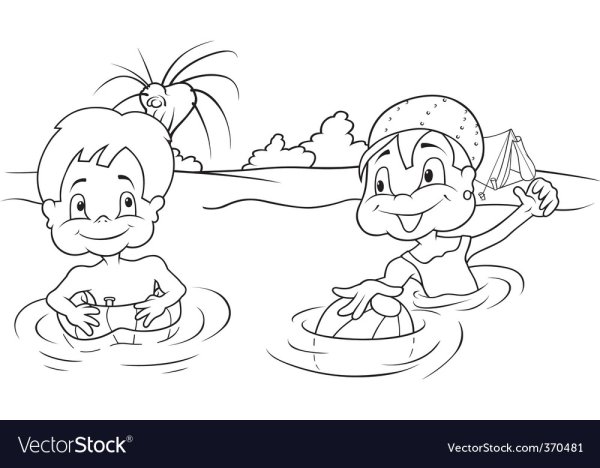 Малыш купается раскраска для детей