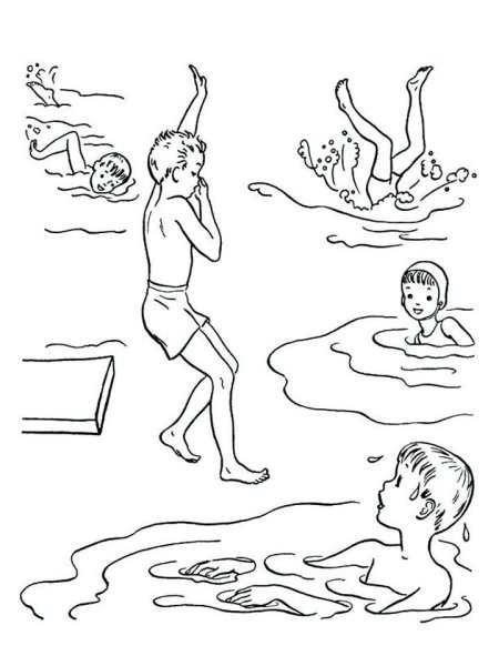 Плавание раскраска для детей