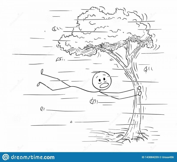 Дерево при ветре рисунок