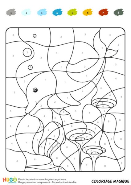 Раскраска Дельфин по номерам