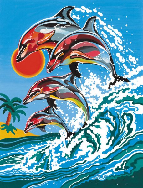 Разноцветные дельфины