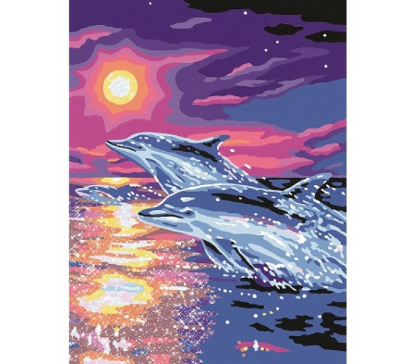 Раскраска по номерам дельфины