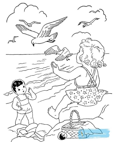 В море. Раскраска