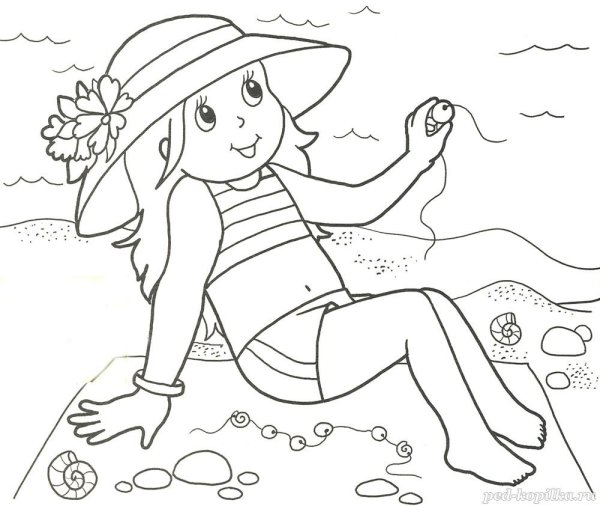 Пляж раскраска для детей