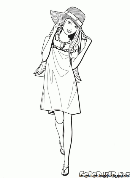 Раскраска Барби модная