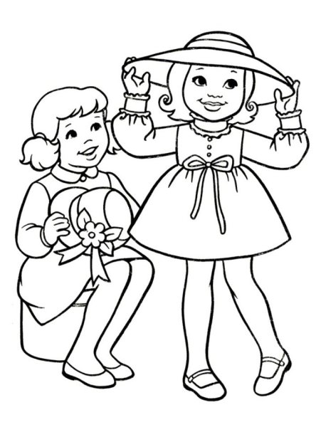 Дети девочка раскраска для детей