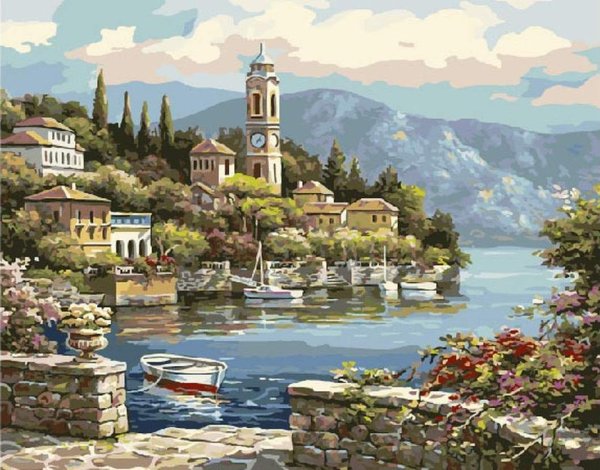 Озеро Комо алмазная вышивка