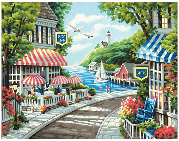 Картина кафе у моря Dimensions