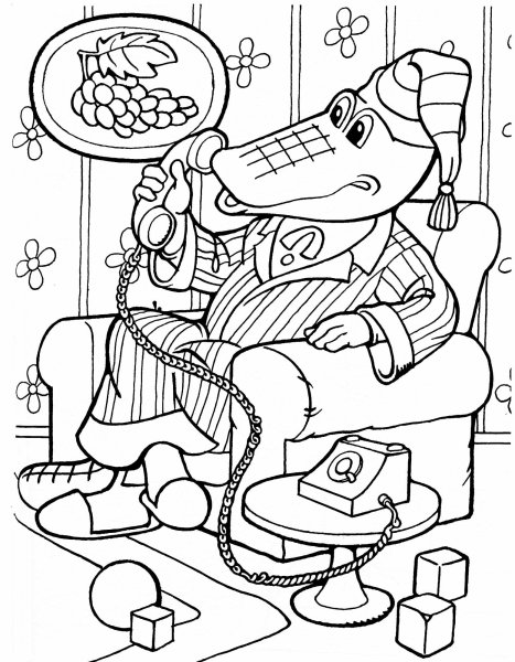 Крокодил Гена разукрашка