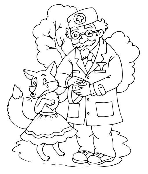 Чуковский корней Иванович раскраски Айболит