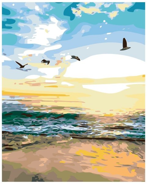 Чайки на закате живопись