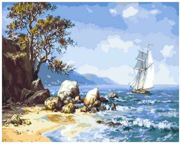 Картина корабль у берегов