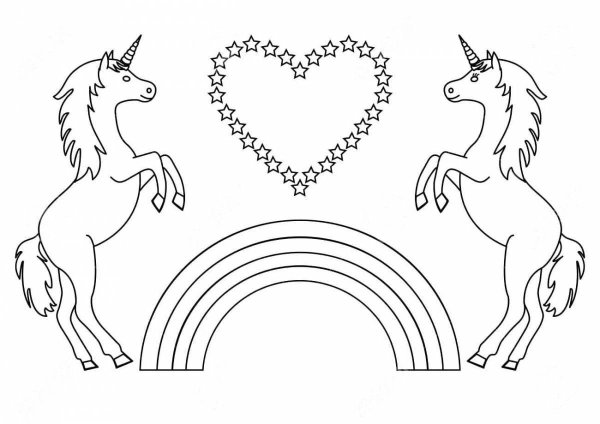 Единорог с радугой раскраска для детей