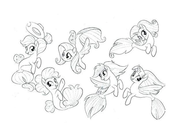 Пони русалки раскраска