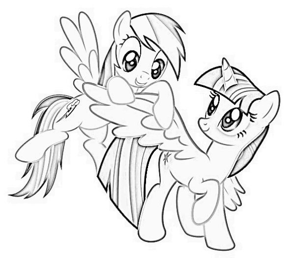 Раскраска Искорка и Радуга Дэш