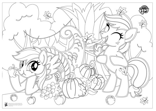 Раскраска Радуга Дэш и Эплджек