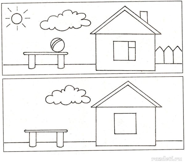 Дорисовывание недостающих деталей для детей