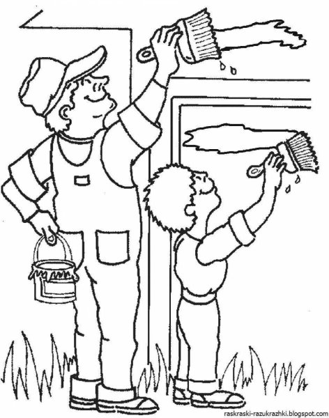 Маляр раскраска для детей