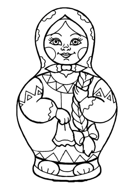 Матрешка раскраска для детей