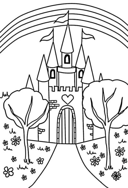 Замок феи раскраска