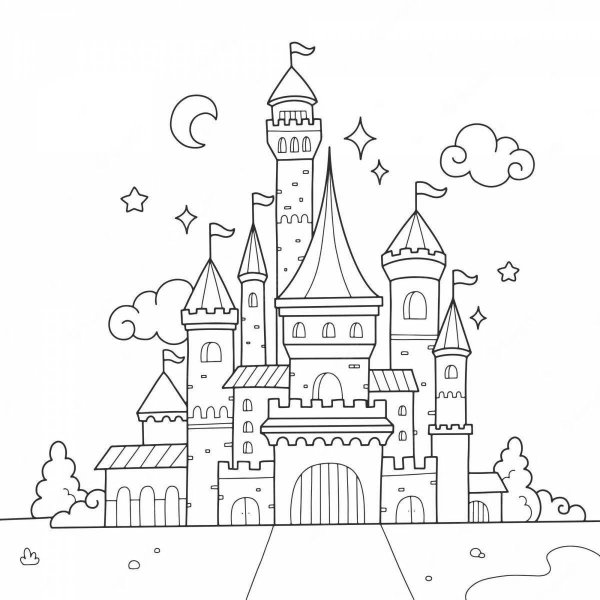 Замок принцессы раскраска для детей