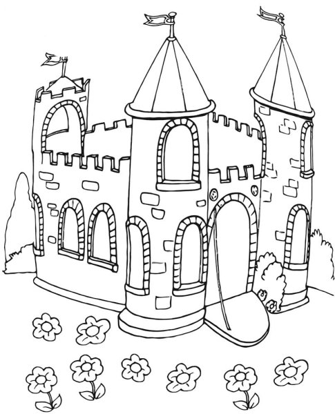 Замок принцессы раскраска для детей
