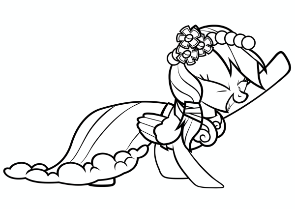 Раскраска Радуга Дэш в платье