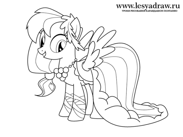 Принцесса Радуга Дэш раскраска