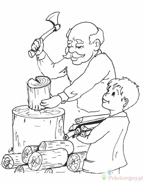 Раскраска дед и внук