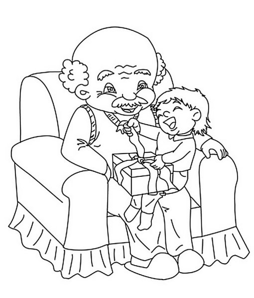 Раскраска бабушка и дедушка
