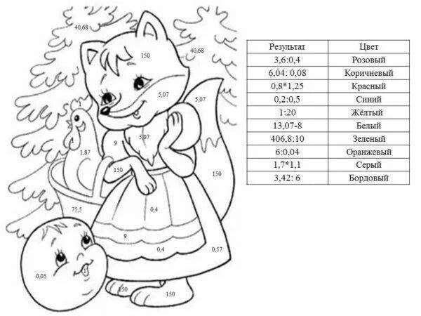 Раскраска по дробям