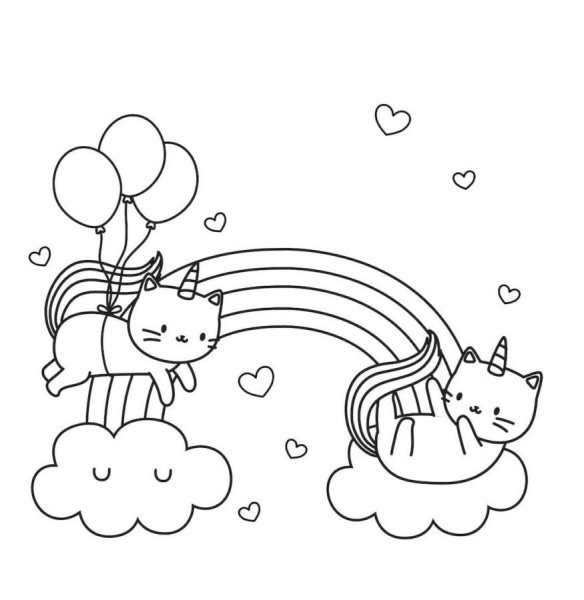 Раскраска Единорог с радугой